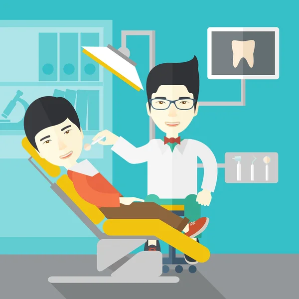 Paciente e dentista . —  Vetores de Stock
