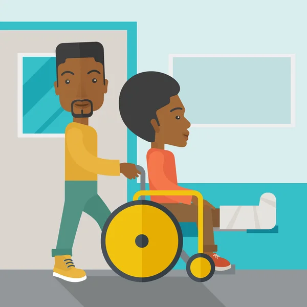 Patiënt in een rolstoel. — Stockvector