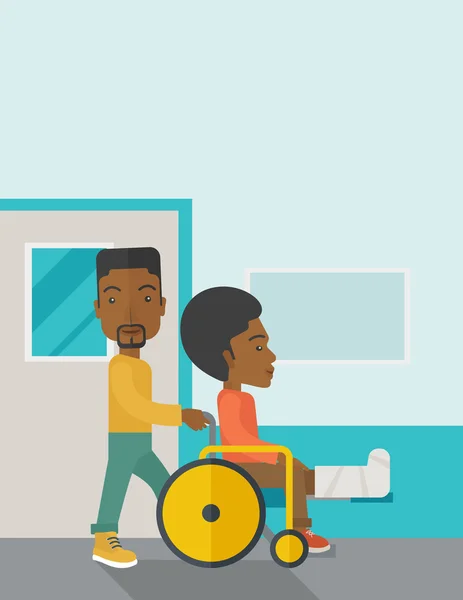 Ασθενής σε αναπηρική καρέκλα. — Διανυσματικό Αρχείο