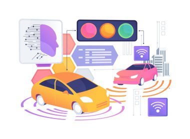 Akıllı Şehir Trafik Sensörü soyut konsept vektör çizimi. Kesişme sensörü, trafik sinyali zamanlamasını otomatik olarak optimize etmek için araç sayısını toplar. soyut metafor.