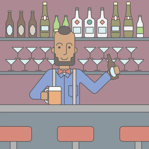 Barman in the pub. — Stockvector