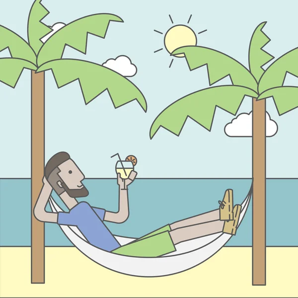 Man chilling in hammock. — Stock Vector