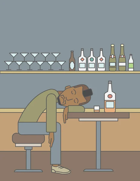 Homem dormindo no bar . —  Vetores de Stock