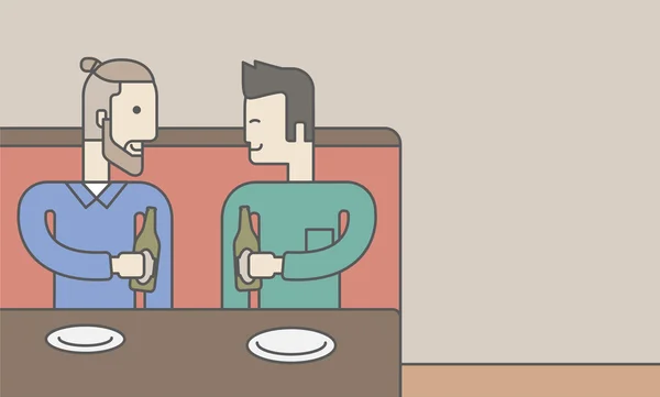 Hombres sentados en el bar  . — Vector de stock