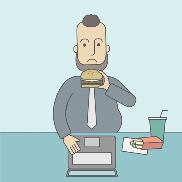 Άνθρωπος τρώει χάμπουργκερ. — Διανυσματικό Αρχείο
