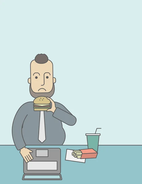 Man eten hamburger. — Stockvector