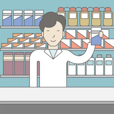 Happy asian pharmacist.