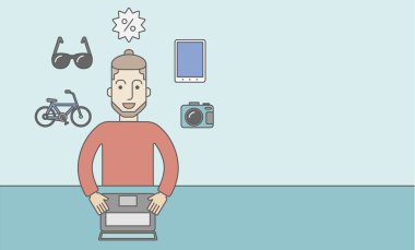 Dizüstü bilgisayar ile müşteri.