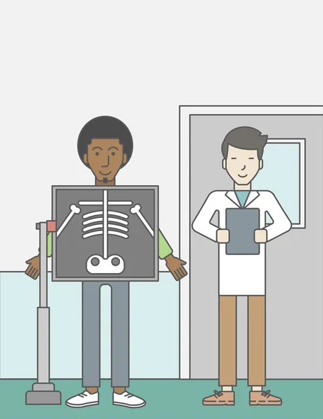 X 射线过程中病人 — 图库矢量图片