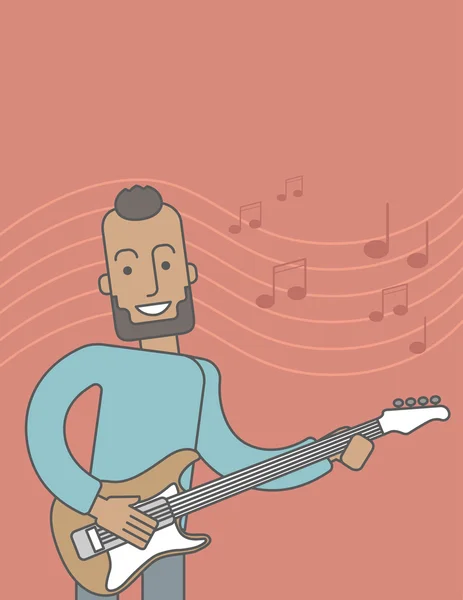 Musician playing electric guitar. — Stock Vector