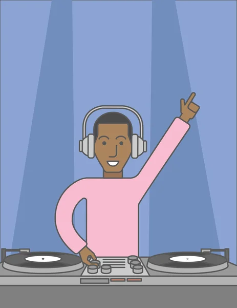 DJ with turntable. — Stock Vector