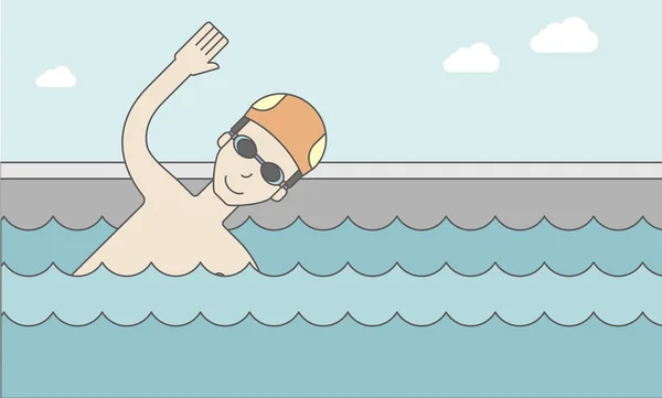 Nadador na piscina. —  Vetores de Stock