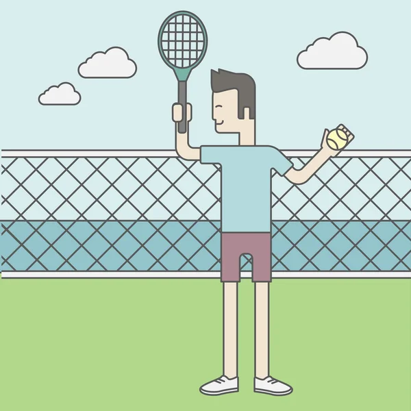 Jugador de tenis hombre . — Vector de stock