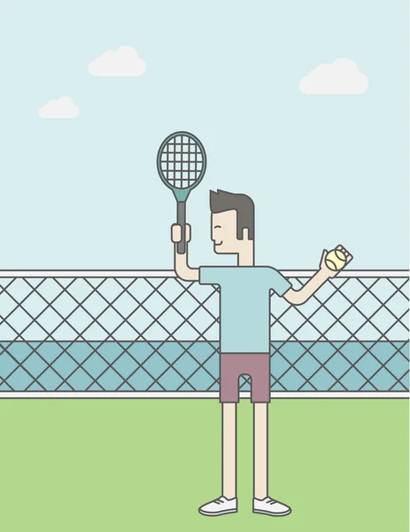 Giocatore di tennis uomo . — Vettoriale Stock