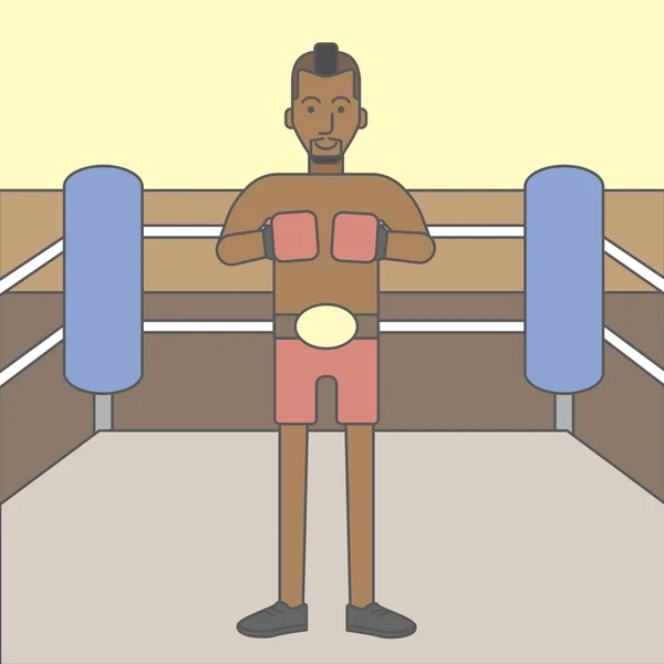 Boxeador africano hombre . — Vector de stock