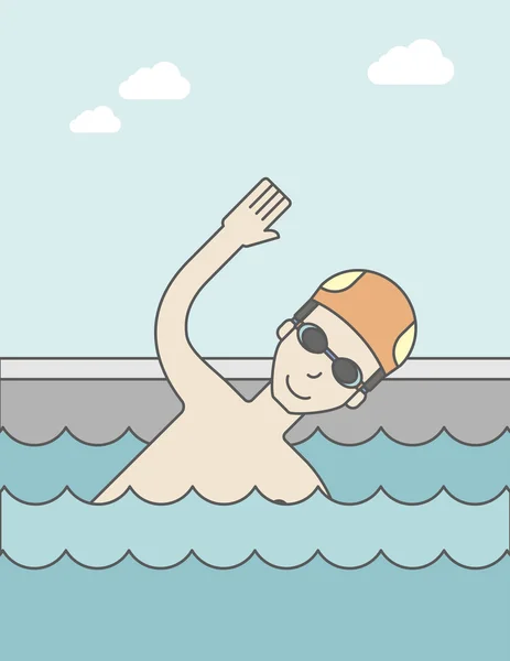 Пловец в бассейне. — стоковый вектор