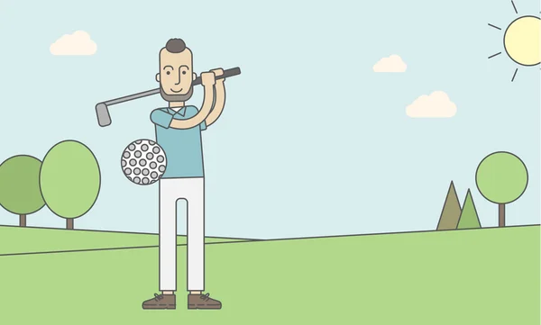 Golf jugador hombre . — Vector de stock