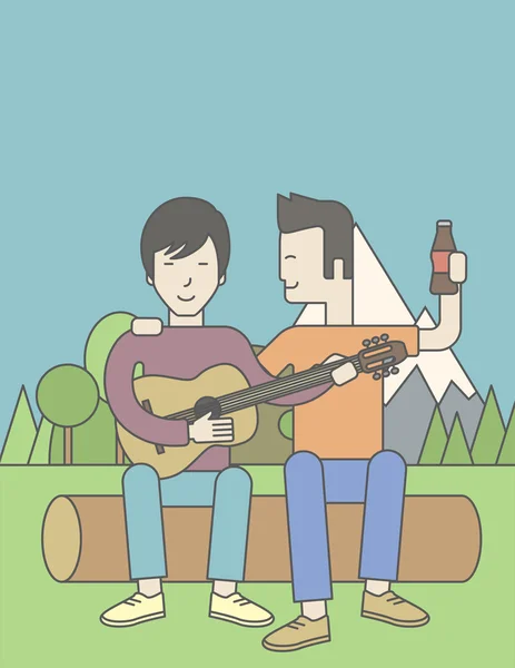 Hommes jouant de la guitare . — Image vectorielle