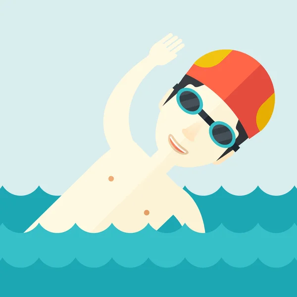 Entrenamiento de nadador en piscina . — Vector de stock