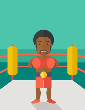 Boksör ringde ayakta eldiven.