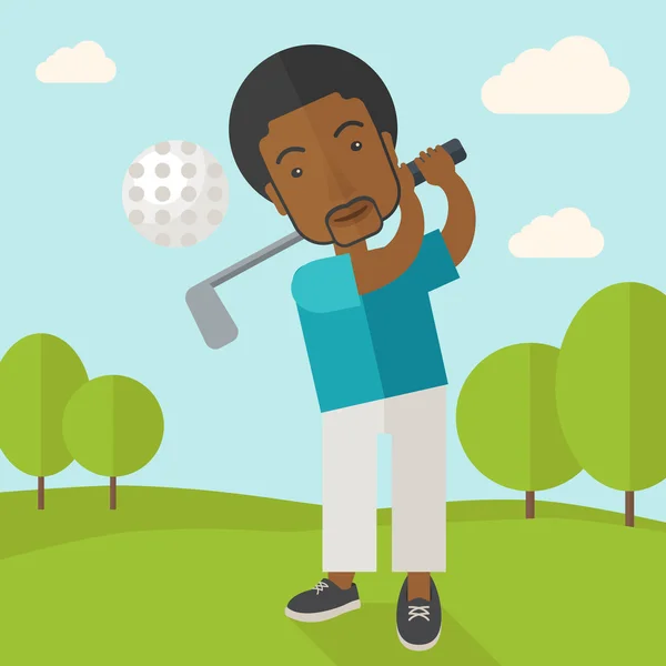 Golfspelare på plan. — Stock vektor