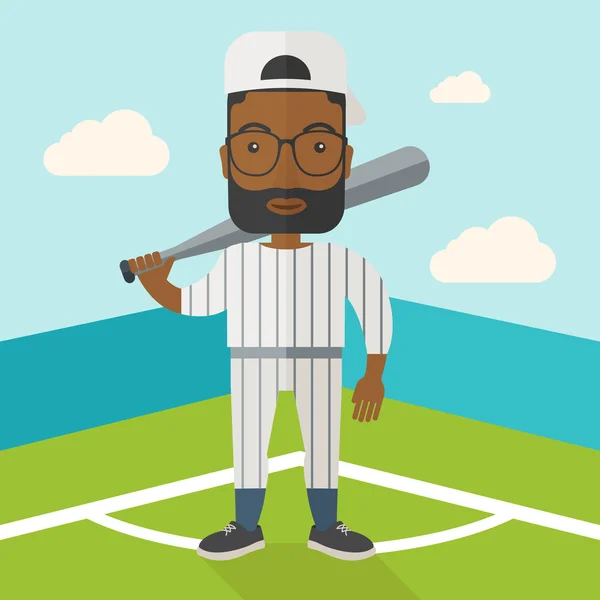 Jugador de béisbol en el campo . — Vector de stock