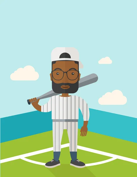 Jugador de béisbol en el campo . — Vector de stock