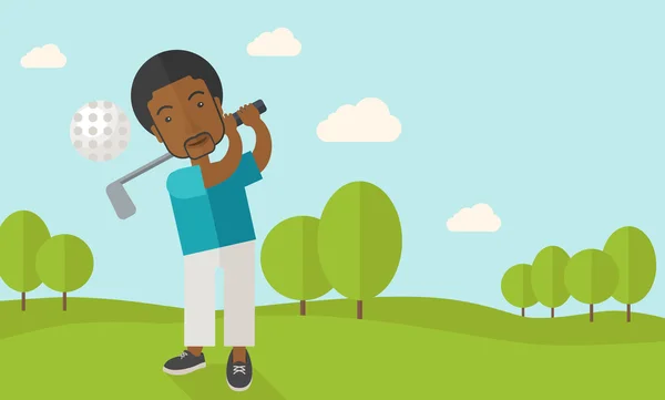 Jugador de golf en el campo . — Vector de stock