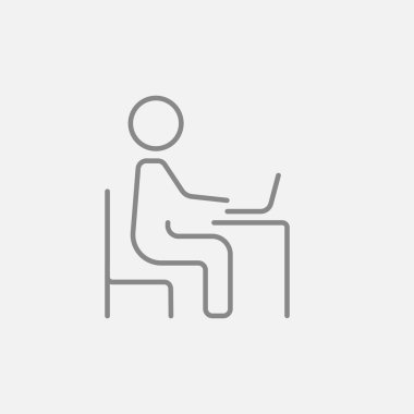 Onun laptop satırı kutsal kişilerin resmi vasıl çalışma iş adamı.