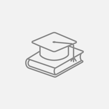 Graduation cap laying on book line icon. clipart