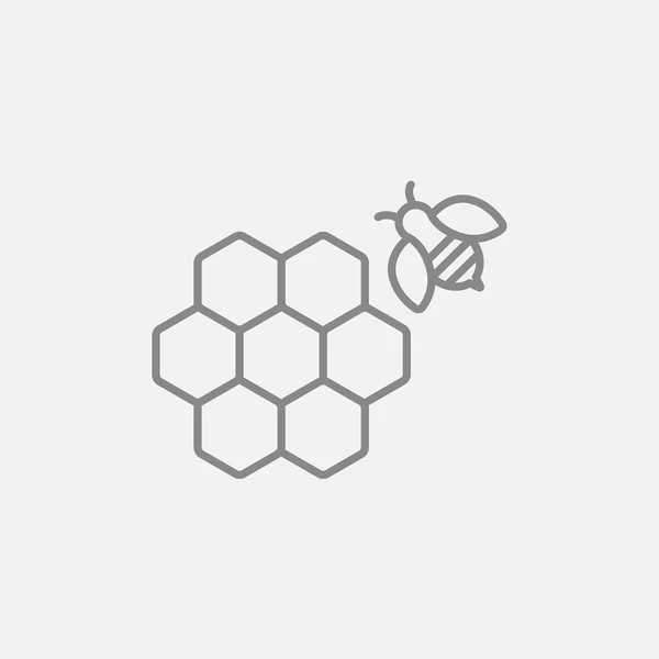 蜂窝和蜜蜂线图标. — 图库矢量图片