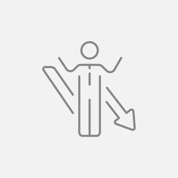 Businessman with arrow down line icon. — ストックベクタ