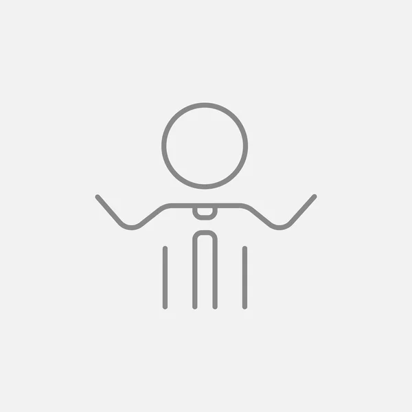 Man with raised arms line icon. — Stok Vektör