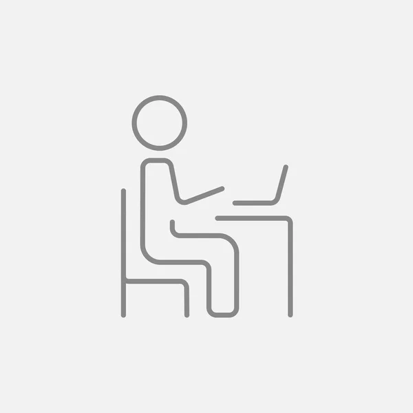 Businessman working at his laptop line icon. — Stock Vector