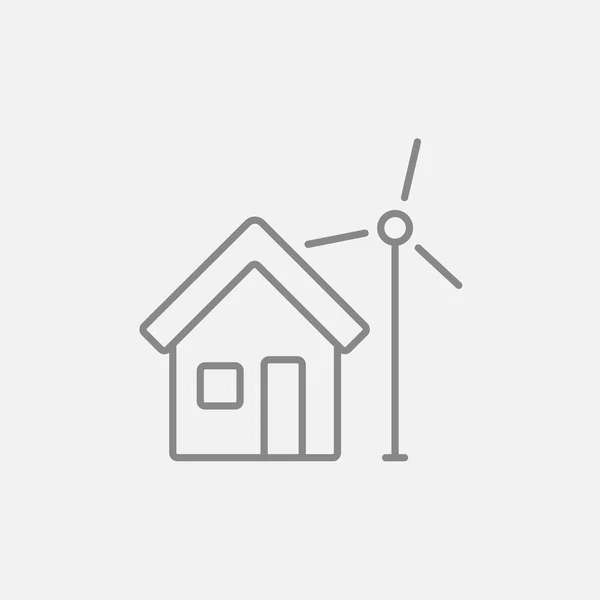 House with windmill line icon. — Wektor stockowy