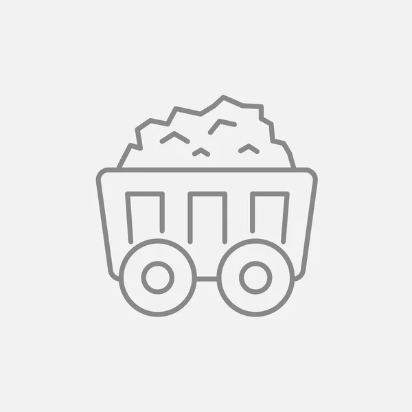 Mining coal cart line icon. — Stock Vector
