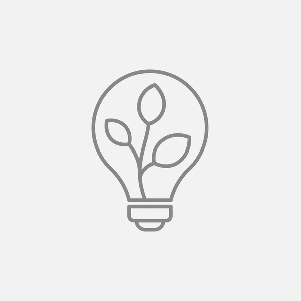 Lightbulb en plant in lijn icoon. — Stockvector