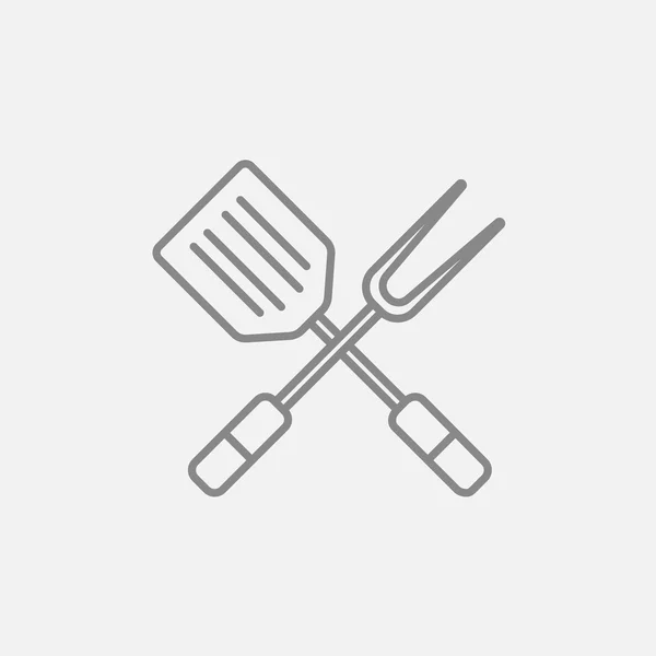Espátula de cocina y gran tenedor icono de línea . — Archivo Imágenes Vectoriales