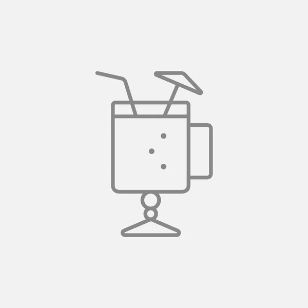 Glas met het drinken van stro en paraplu lijn pictogram. — Stockvector