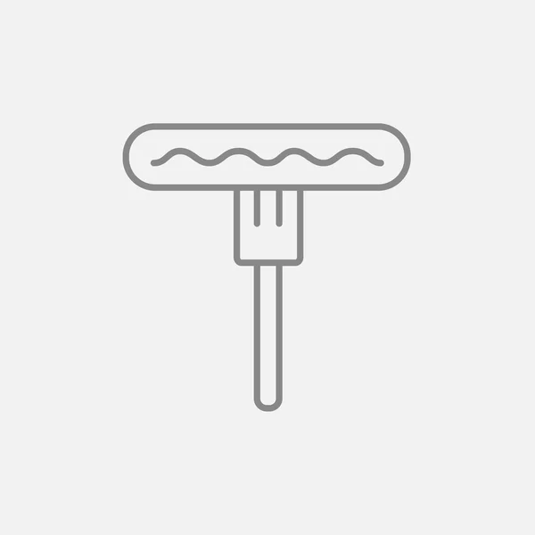 Salsiccia sull'icona della linea della forchetta . — Vettoriale Stock
