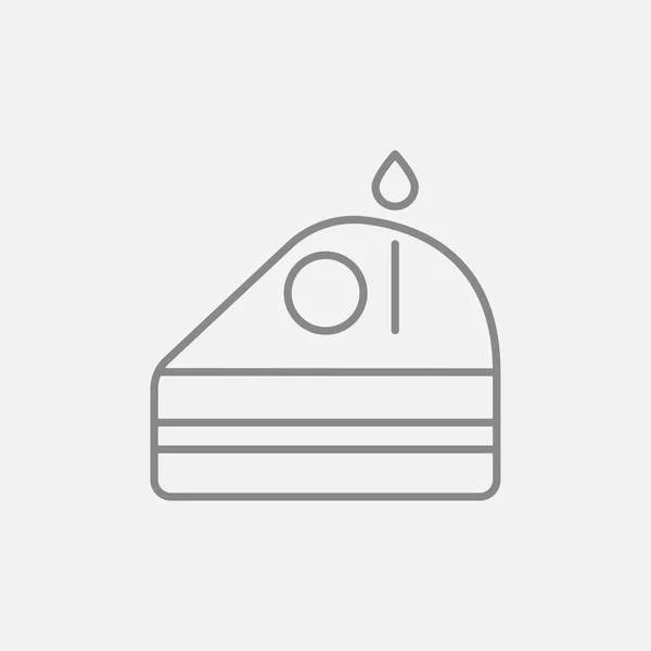 Rebanada de pastel con icono de línea de vela . — Vector de stock