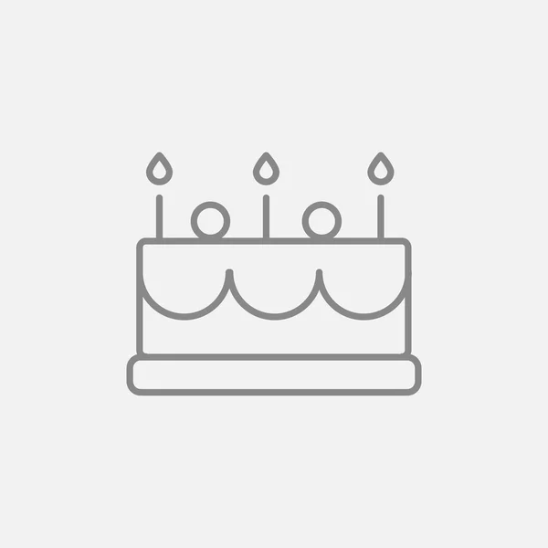 Торт на день рождения с иконой линии свечей . — стоковый вектор