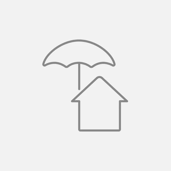 Σπίτι κάτω από ομπρέλα γραμμή εικονίδιο. — Διανυσματικό Αρχείο