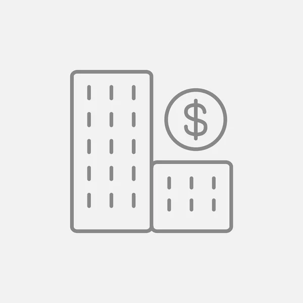 Condominium with dollar symbol line icon. — Stock Vector