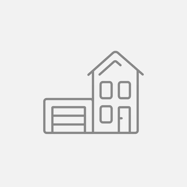 Huis met garage lijn pictogram. — Stockvector