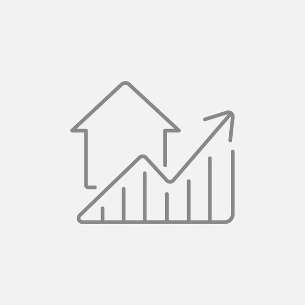 Gráfico dos preços dos imóveis ícone da linha de crescimento . — Vetor de Stock
