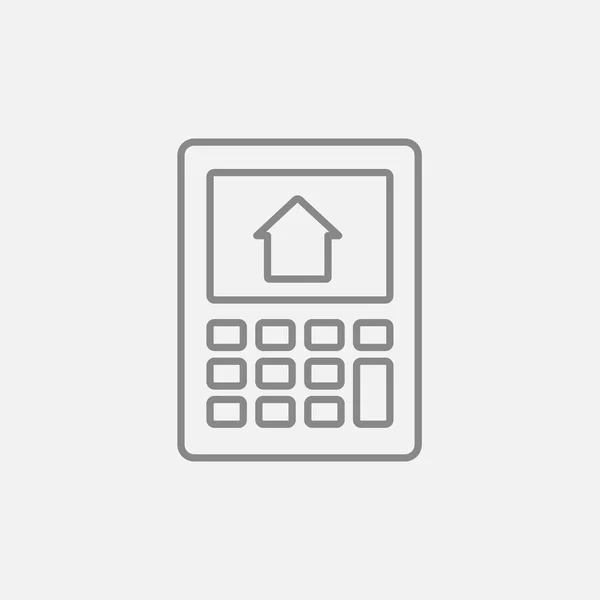 Calculator with house on display line icon. — Stock Vector