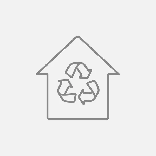 House with recycling symbol line icon. — Stok Vektör