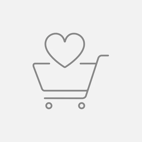 Shopping cart with heart line icon. — Stockvector