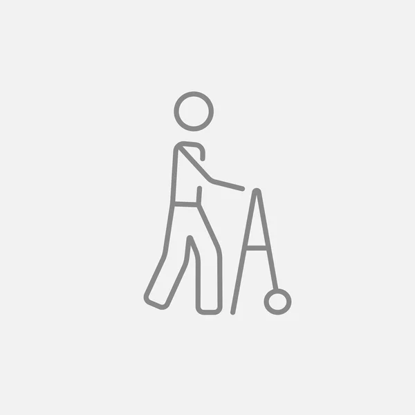 Άνθρωπος με walker γραμμή εικονίδιο. — Διανυσματικό Αρχείο